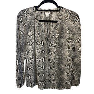 J. Crew Black & White Blouse size Large